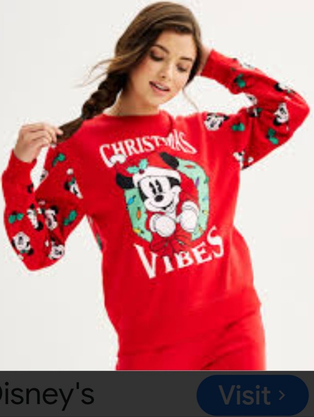 Disney Mickey Mouse Christmas Vibes Sweatshirt, Jr XXL, RN#010153NWT 🎄